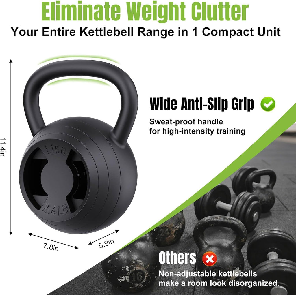 2-In-1 Adjustable Kettlebell for Home Gym Strength Training | 15-45 LB Kettlebells Weight Set, 4.8-30 LB Dumbbell Weights, with Wide Grip, for Men/Women Full Body Exercise