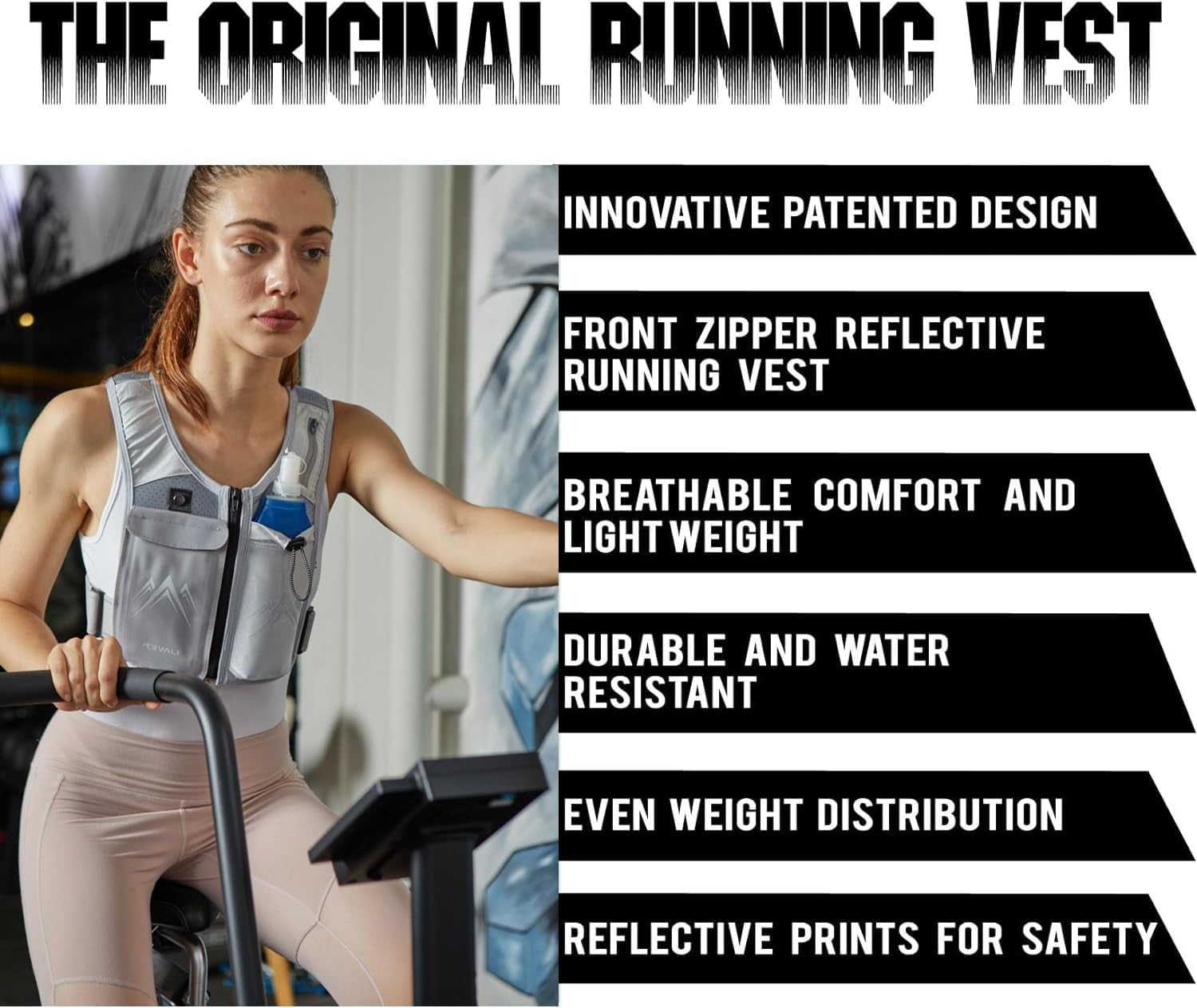 Running Vest, USA Original Patent, Zip Reflective Running Vests with 500Ml Hydration Bottle, Adjustable Waistband & Breathable Material, Chest Pack Gear Phone Holder for Men & Women