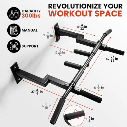 Wall Mounted Pull up Bar, Steel 16 &amp; 24 In