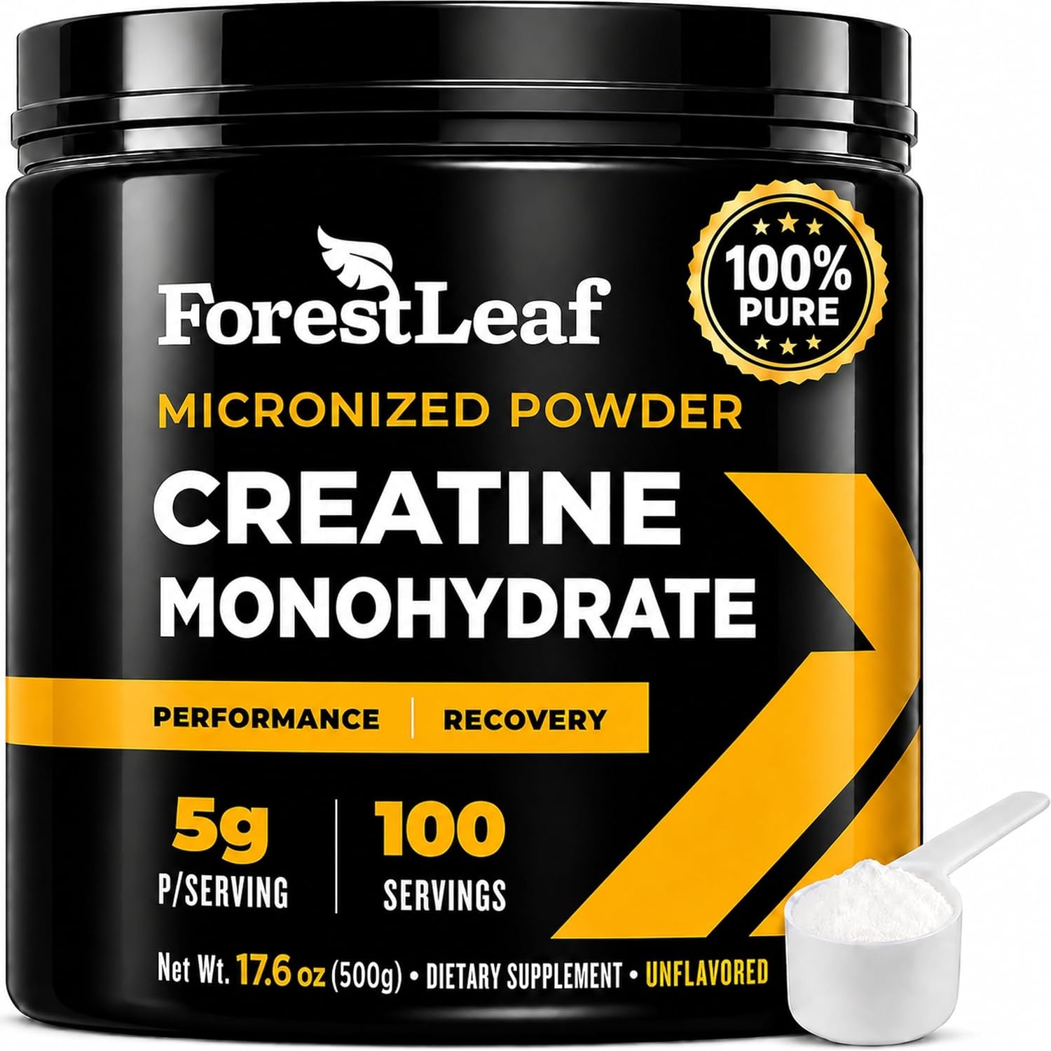 Micronized Creatine Monohydrate Powder - Maximize Muscle Growth & Strength - Unflavored Creatine for Women and Men - 5G per Serving - 100 Servings