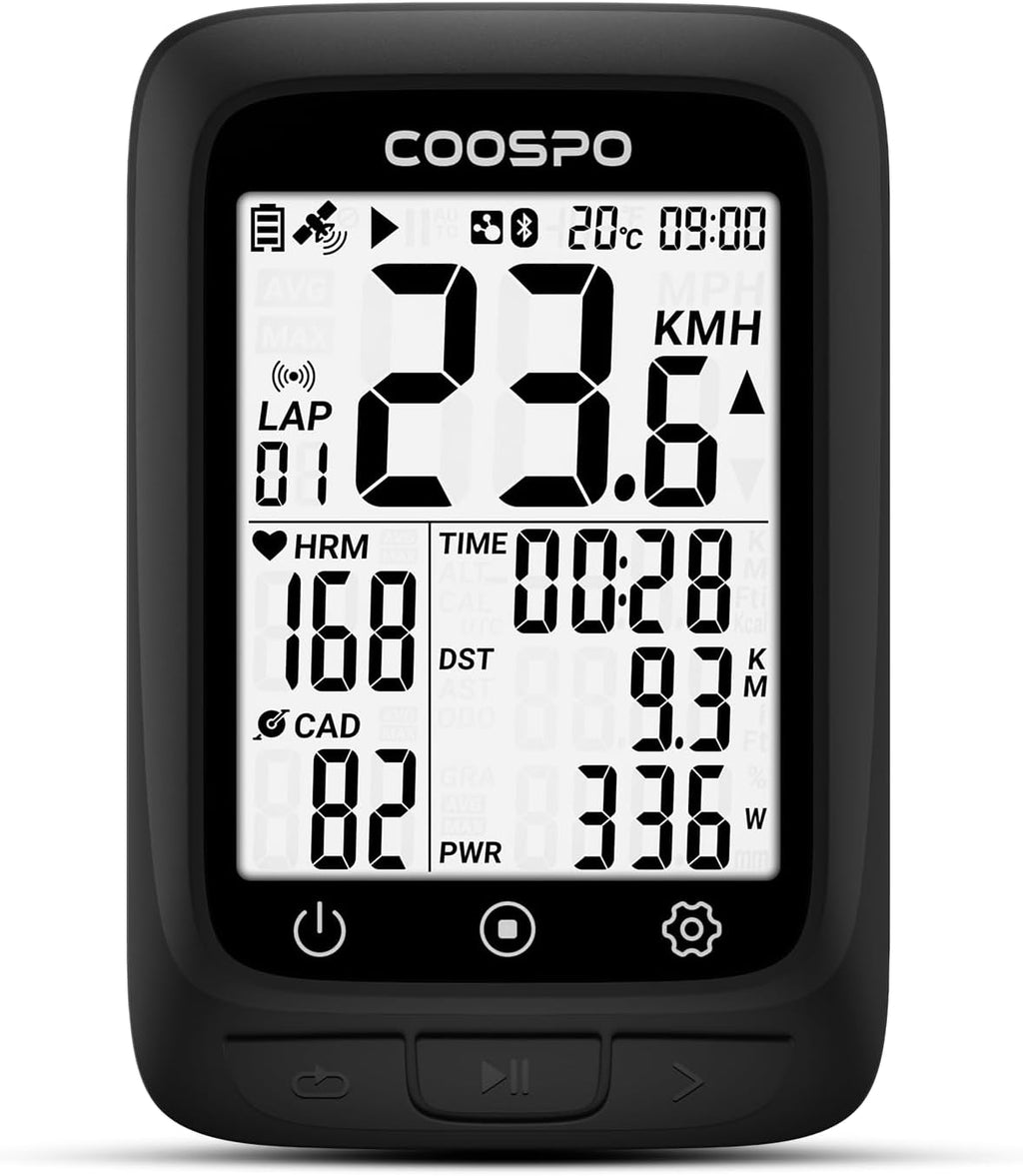Bike Computer GPS Wireless, ANT+ Cycling Computer GPS with Bluetooth, Multifunctional ANT+ Bicycle Computer GPS with 2.4 LCD Screen, Bike Speedometer with Auto Backlight IP67