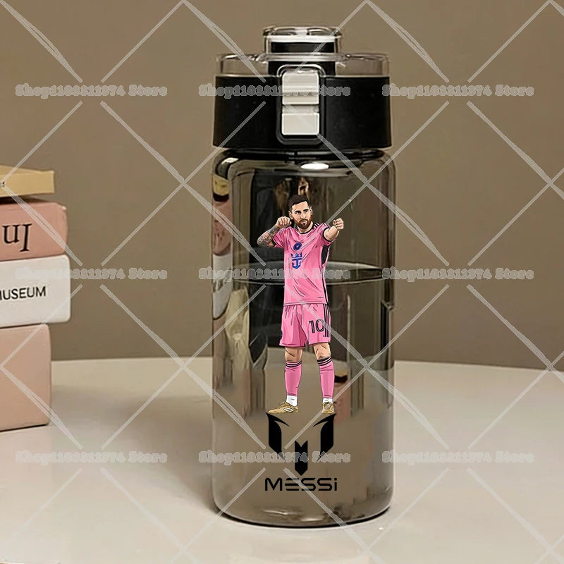 600ML CR7 Sports Water Bottles Cartoon Football Star Ronaldos Large Water Cups New Outdoor Transparent Drinking Bottle Kids Gift