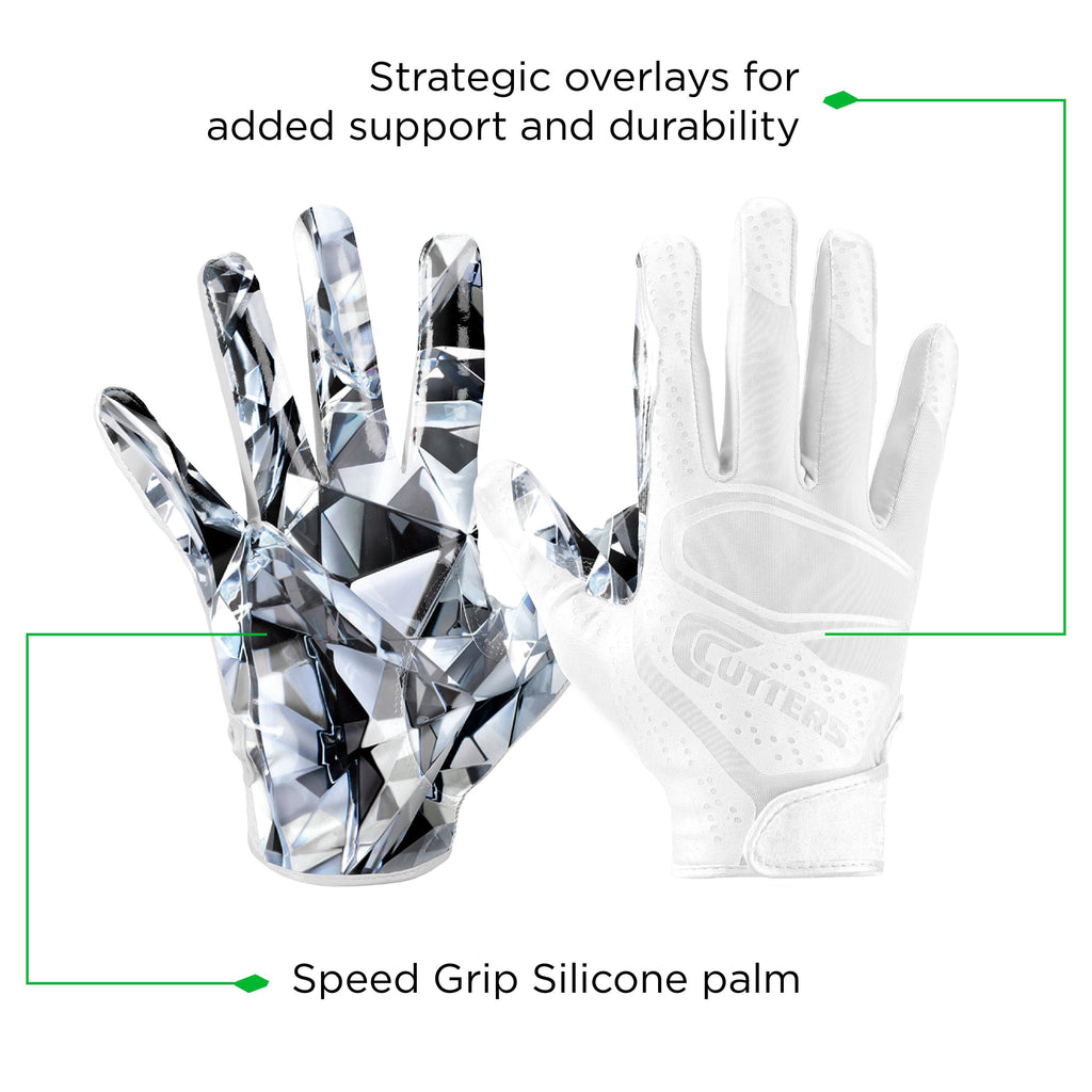 , Game Day Elite Football Receiver Gloves, Youth, L/XL, White Diamond