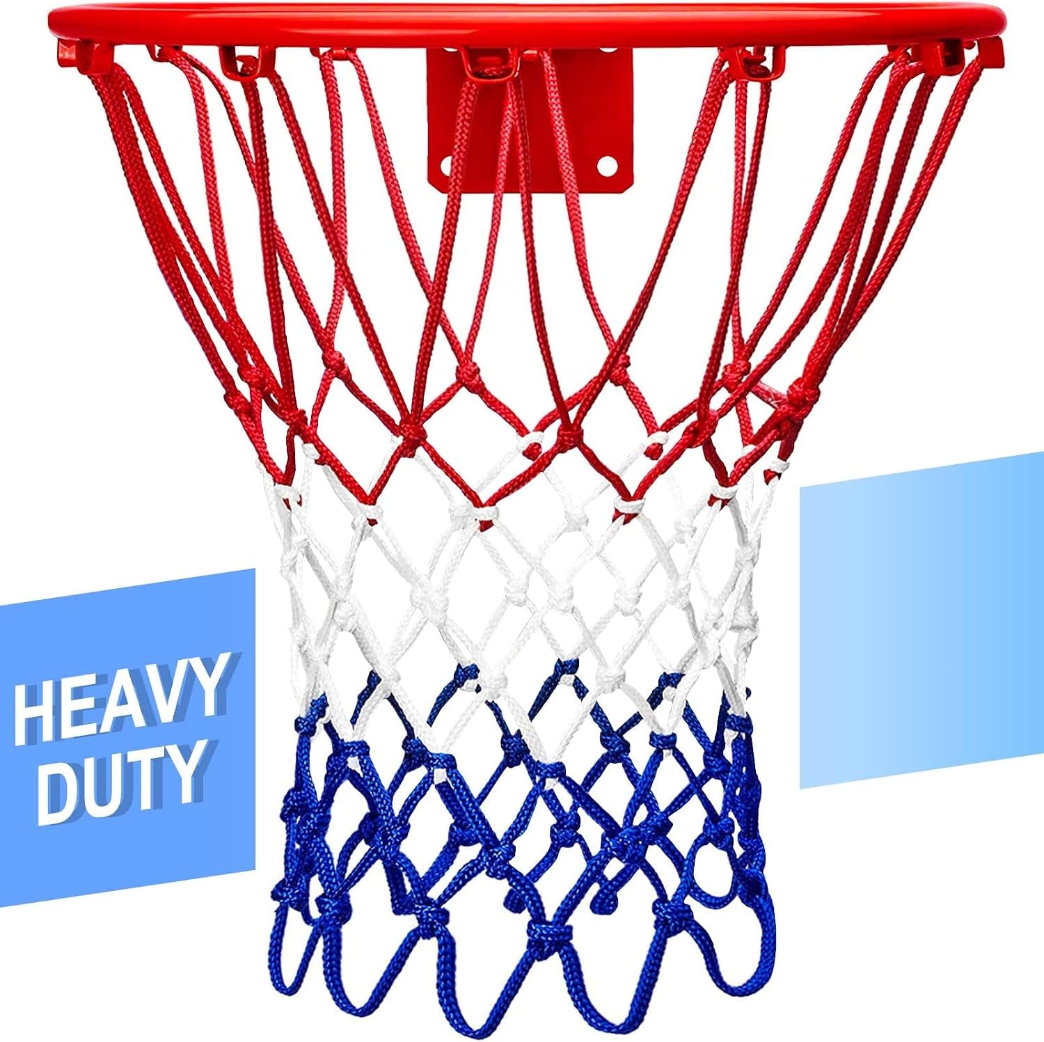 Basketball Net Replacement,12 Loops Professional Heavy Duty Net | 6.88 Oz Red White and Blue Net, Suitable for Outdoor Standard 12 Loops Basketball Hoop
