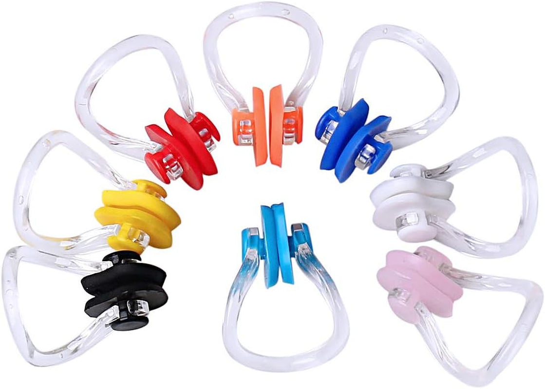 8 Pieces Silicone Swimming Nose Clip, Waterproof Silica Gel Surfing Nose Plug Protector Soft Latex Plugs for Kids and Adults (8 Colors) | Soft Non-Slip Silicone, Contoured Fit, Helps Keep Water Out, for Swimming, Surfing and Pool Training