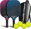 Carbon Fiber Pickleball Paddles Set of 2 | Lightweight Pickleball Set with Indoor/Outdoor Balls and Bag – Durable Pickle Ball Paddle Gift for Men, Women & Families