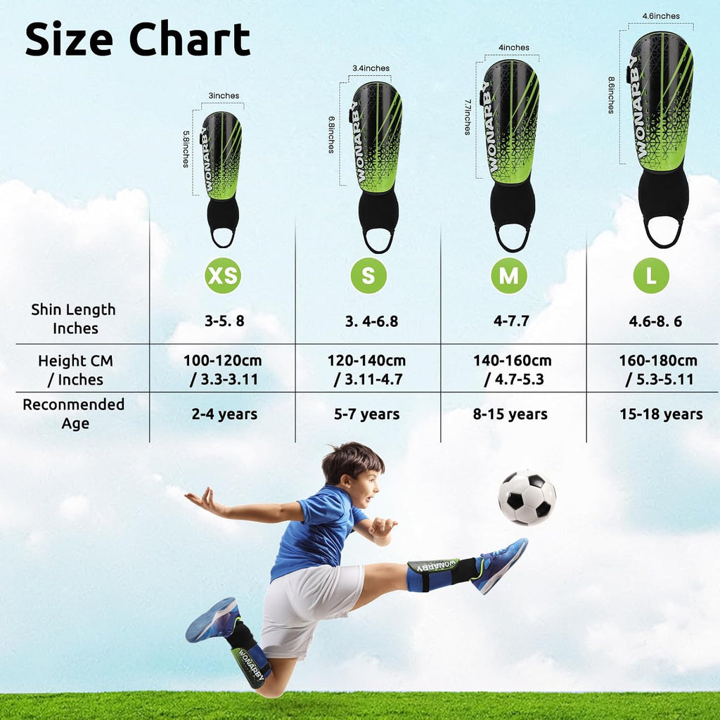 Shin Guards Soccer Youth Kids, Shin Guard Boys Girls Teenagers 2-18 Yrs Old | Soccer Shin Guards with Ankle Sleeves Protection - Football Shin Pads Equipment with Adjustable Strap