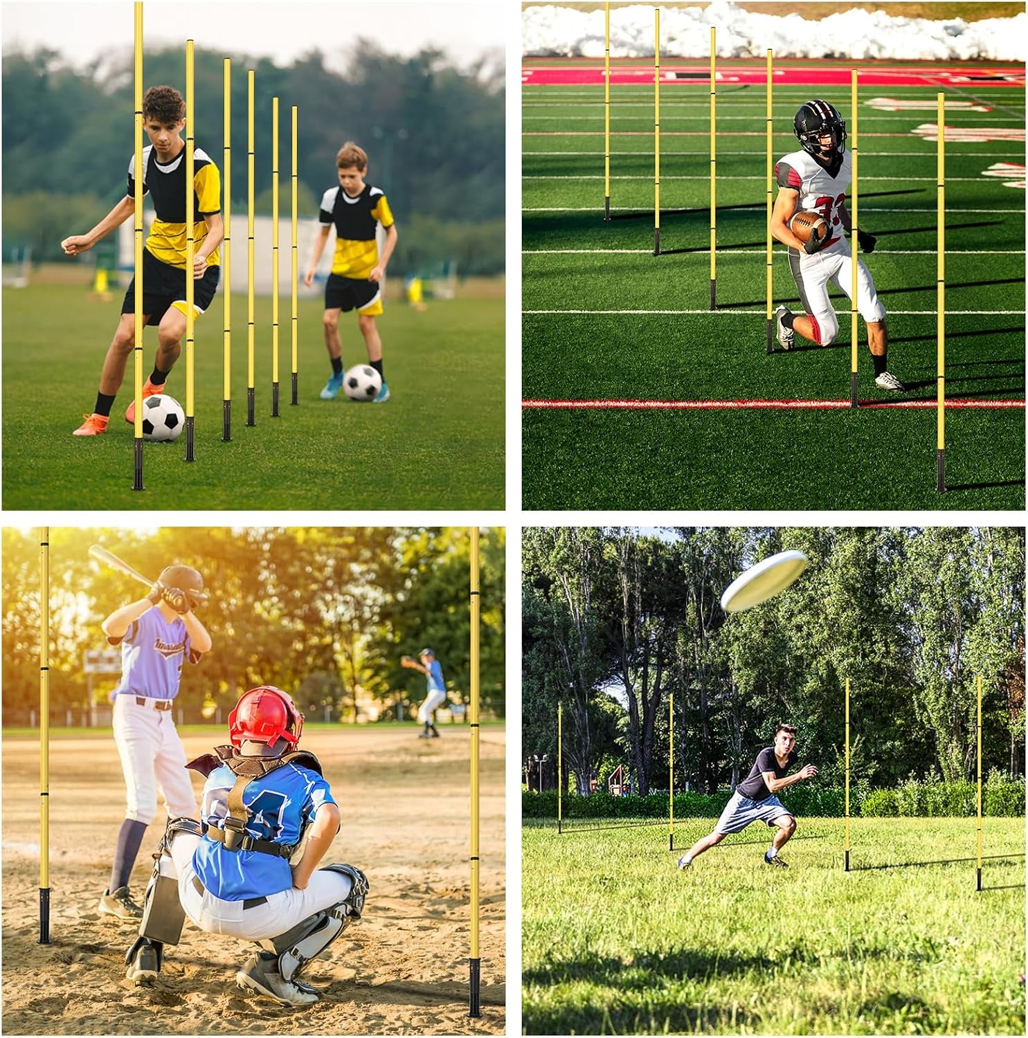 Soccer Agility Training Equipment: 6 Soccer Agility Poles, 20Ft Agility Ladder, 10 Soccer Cones, 1 Jump Rope. Soccer Training Poles for Speed Training, Agility Training