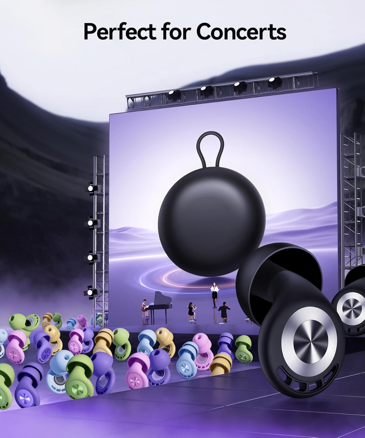 Ear Plugs for Sleeping 50Db Earplugs Noise Cancelling Ear Plugs for Noise Reduction Concerts Soft Reusable Silicone Earplugs for Snoring Side Sleepers Shooting Airplanes with 7 Eartips Case