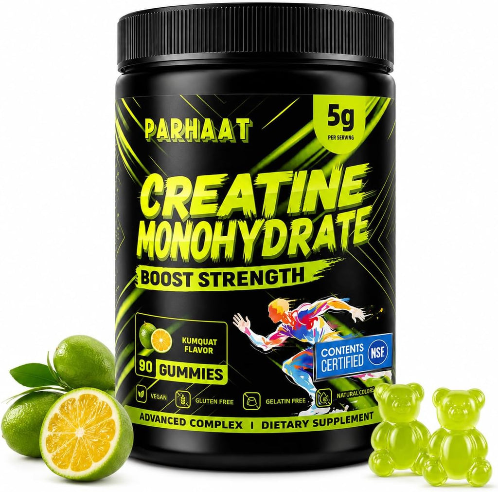 NSF Certified Creatine Gummy - Creatine Monohydrate Gummies 5G for Men & Women - Boost Focus,Strength, and Endurance, Vegan, Gluten-Free, Non-Gmo, 2.5 Gram Creatine per Gummy (Kumquat 90 Ct)