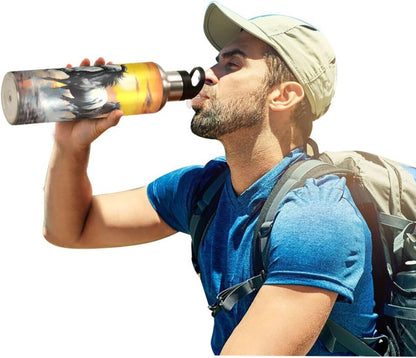 3D Printing Dragon Vacuum Insulated Stainless Steel Water Bottle with Straw Lid, Leakproof Wide Mouth Flask for Fitness, Outdoor Sports, 20Oz
