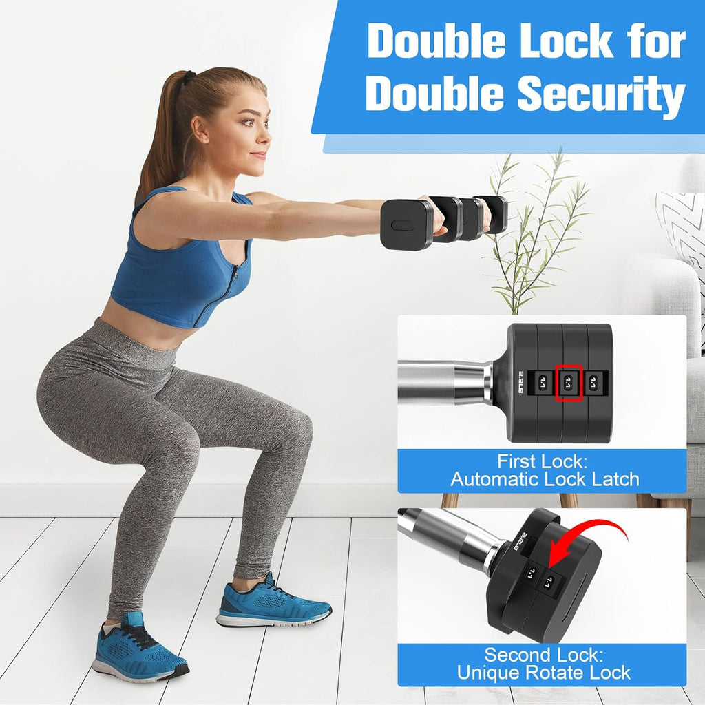 Adjustable Dumbbell Set,Adjustable Weight Dumbbells for Women/Men | 17.6LB/22LB/26.4LB/30.8LB for Choices, with Multiple Levels, Hand Weights Sets for Home Gym Full Body Workout