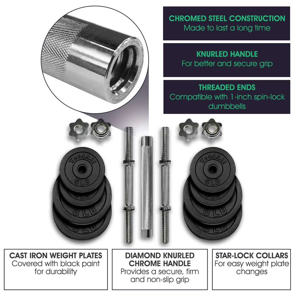 Adjustable Dumbbell, 60 Lbs with Connector