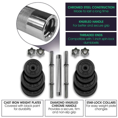 Adjustable Dumbbell, 60 Lbs with Connector