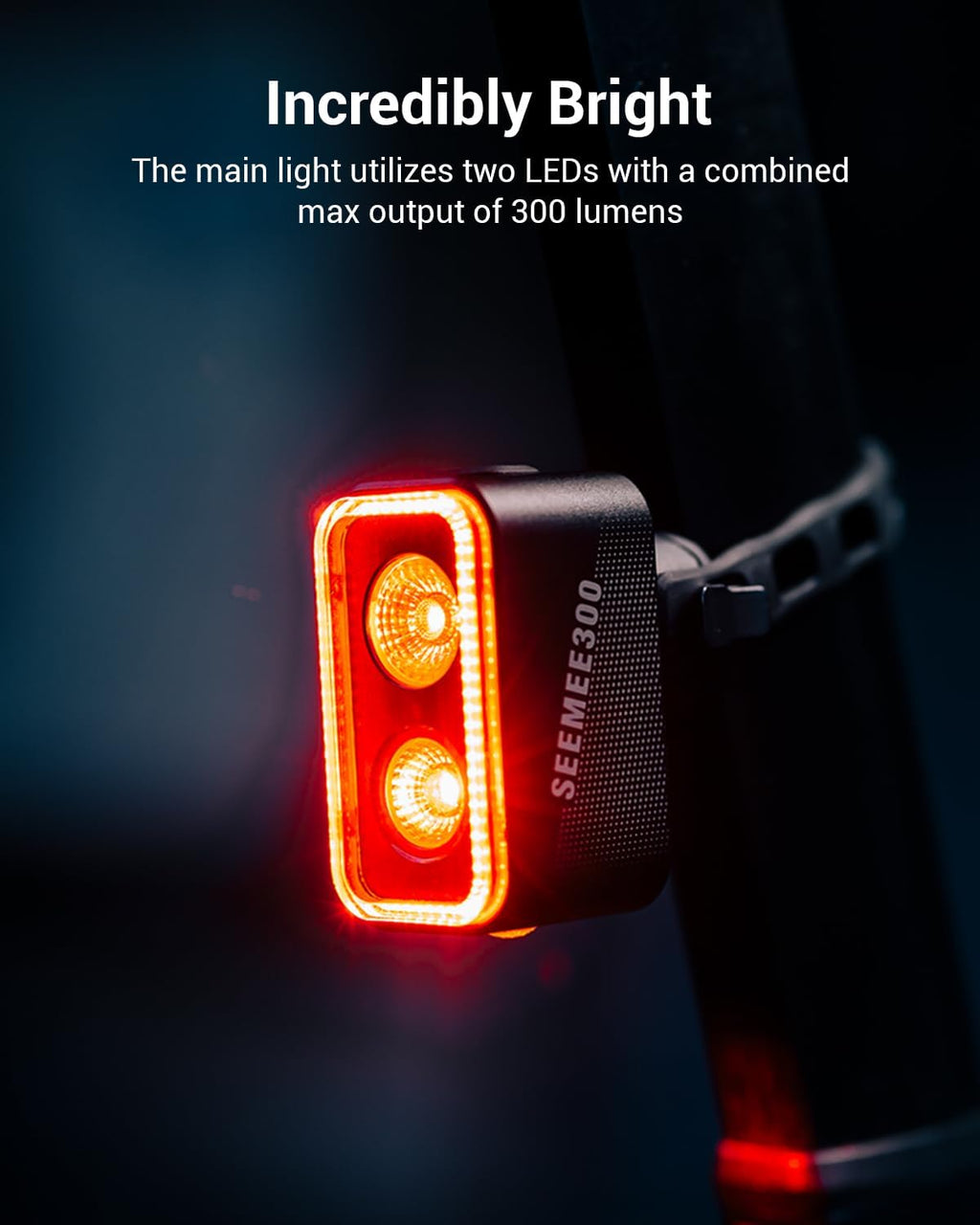 SEEMEE 300/400 Bike Taillight,300/400 Lumen Bike Tail Light,360° Visible Smart Brake Sensor IPX6 Waterproof Rear Bike Light for Night Riding