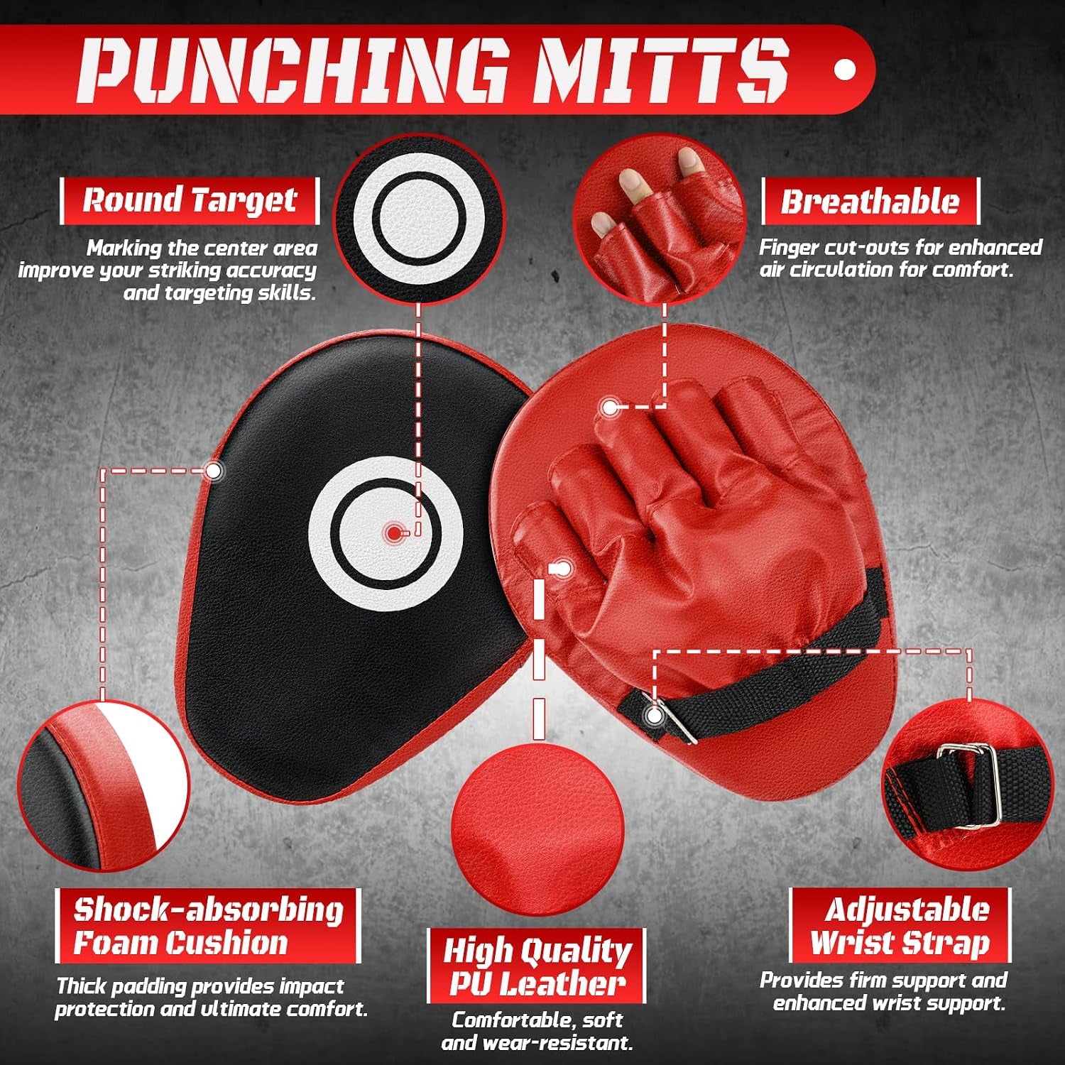 Punching Mitts Kick Pack Set, Boxing Pads Curved Focus Punching Mitts Kickboxing Striking Target Pads for Kids Men Women, Martial Arts Training Equipment for Boxing Taekwondo Karate Muay Thai
