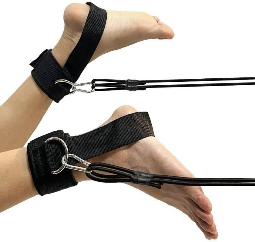 Swim Ankle Straps, Tether, Bungees Belt - Stationary Swimmer Training Leash for Smaller Pools - with 4 Bungee Rope, Metal Buckle