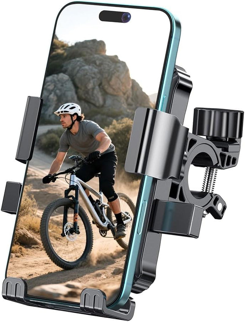 Bike Phone Holder, Handlebar Phone Mount for Bike and Motorcycle, Electric Scooter Mountain Bike, Adjustable Cell Phone Holder,Secure Holder for 4.7-6.8 Inch All Cell Phones