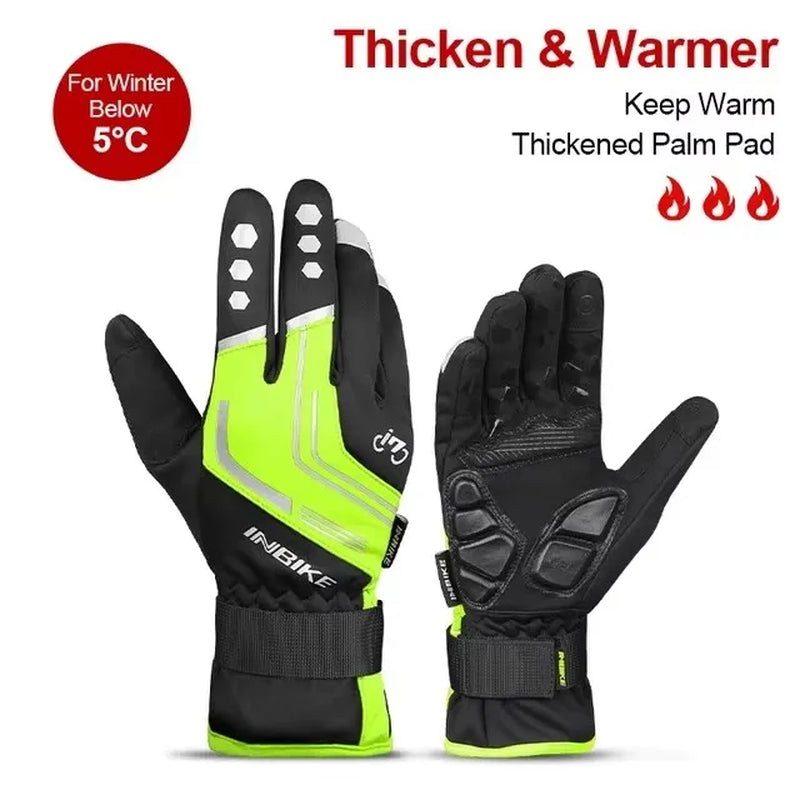 Touch Screen Cycling Gloves Winter Thermal Warm Windproof Full Finger Waterproof Bicycle Road Bike Gloves for Men Women