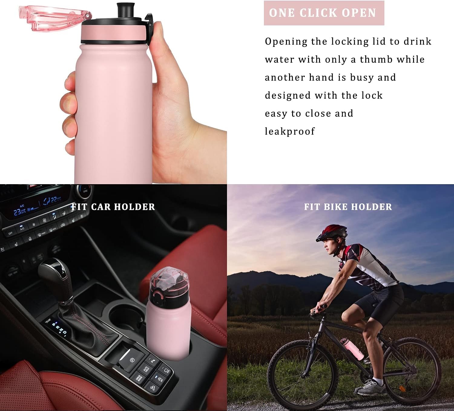 Kids Water Bottle with Straw Spout Wide Mouth Lid 20 Oz Leak Proof Double Walled Metal Insulated Stainless Steel Sports Water Bottles with Strap Handle Stickers for Boys Girls School(3 Lids)