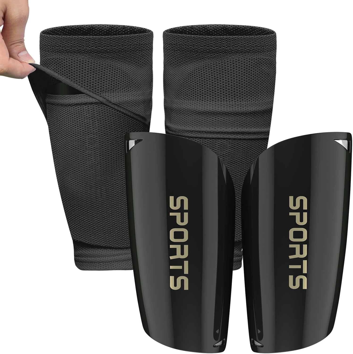 Toddler Kids Youth Soccer Shin Guards with Sleeves for Ages 3-15 | Slip-In Shin Pads, Breathable Mesh Sleeves with Hidden Pocket for Boys, Girls, Children & Teens, Soccer Training & Games