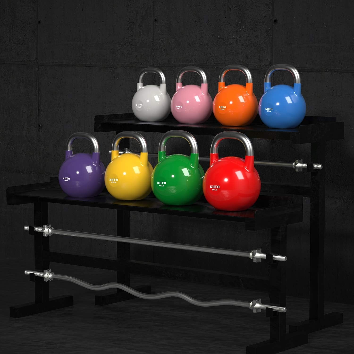 Kettle Bells – Competition Kettlebell 50 LB – Professional Grade Kettlebell for Fitness, Weightlifting, Core Training – Durable and Strong Design – 10-50 LB Color-Coded Collection