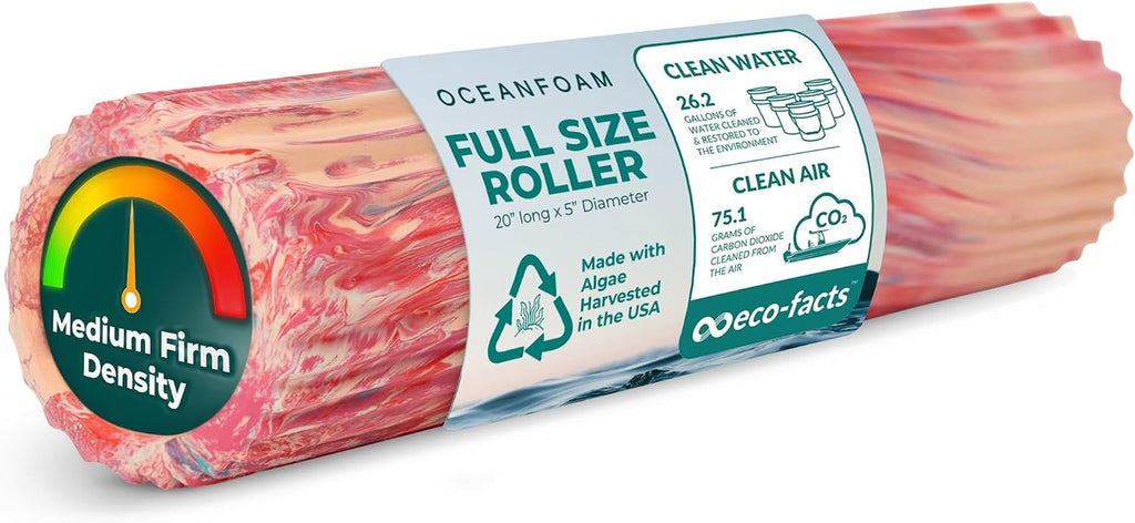 Tidal Roller - Cotton Candy - Muscle Massage Foam Roller for Back Pain & Stretching - Firm and Ergonomic Wide Wave Textured - Yoga, Athletics, & Wellness - Full Size, 20" X 5"