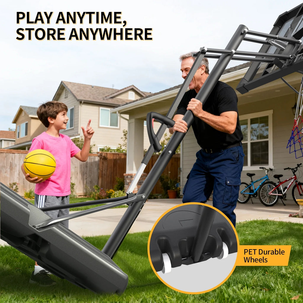 44" Portable Basketball Hoop with Shatter-Proof Polycarbonate Backboard, 5.25-10Ft Height Adjustable Basketball Goal, Indoor/Outdoor Use