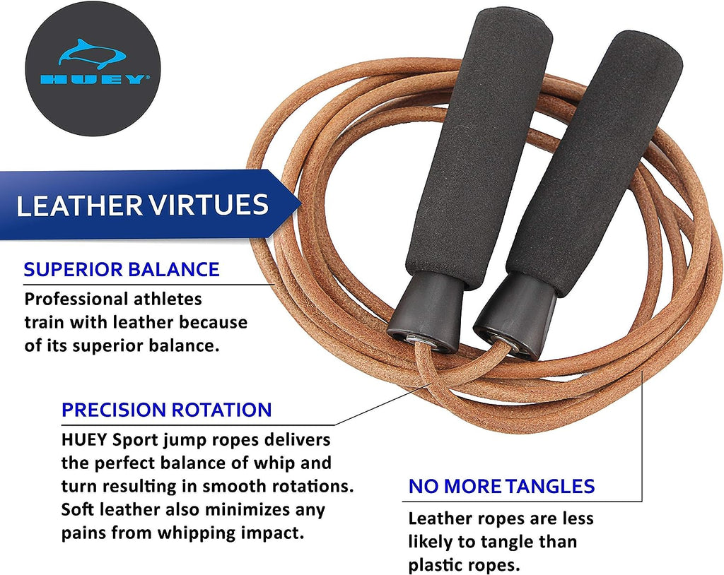 Sport Leather Jump Rope Skipping Rope for Speed Quiet Training Boxing MMA Cardio Crossfit Fitness Workout Indoor and outside Exercise for Adult Kids Men and Women (5.5 Oz)