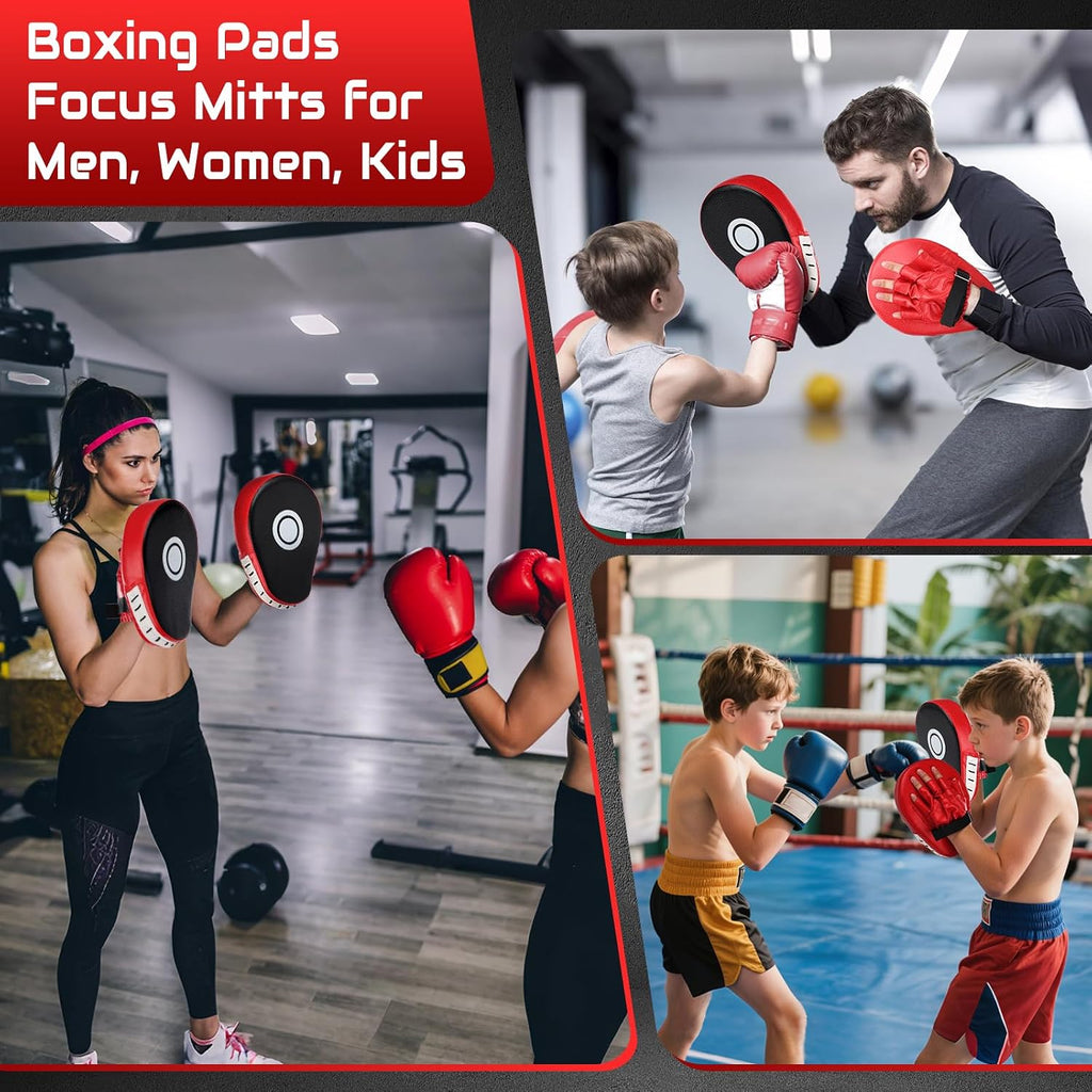 Punching Mitts Kick Pack Set, Boxing Pads Curved Focus Punching Mitts Kickboxing Striking Target Pads for Kids Men Women, Martial Arts Training Equipment for Boxing Taekwondo Karate Muay Thai