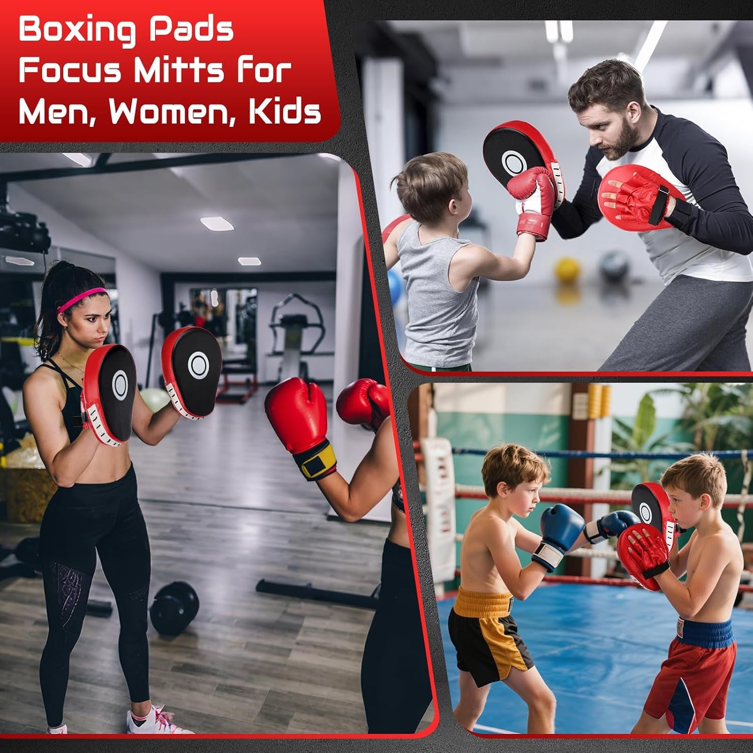 Punching Mitts Kick Pack Set, Boxing Pads Curved Focus Punching Mitts Kickboxing Striking Target Pads for Kids Men Women, Martial Arts Training Equipment for Boxing Taekwondo Karate Muay Thai
