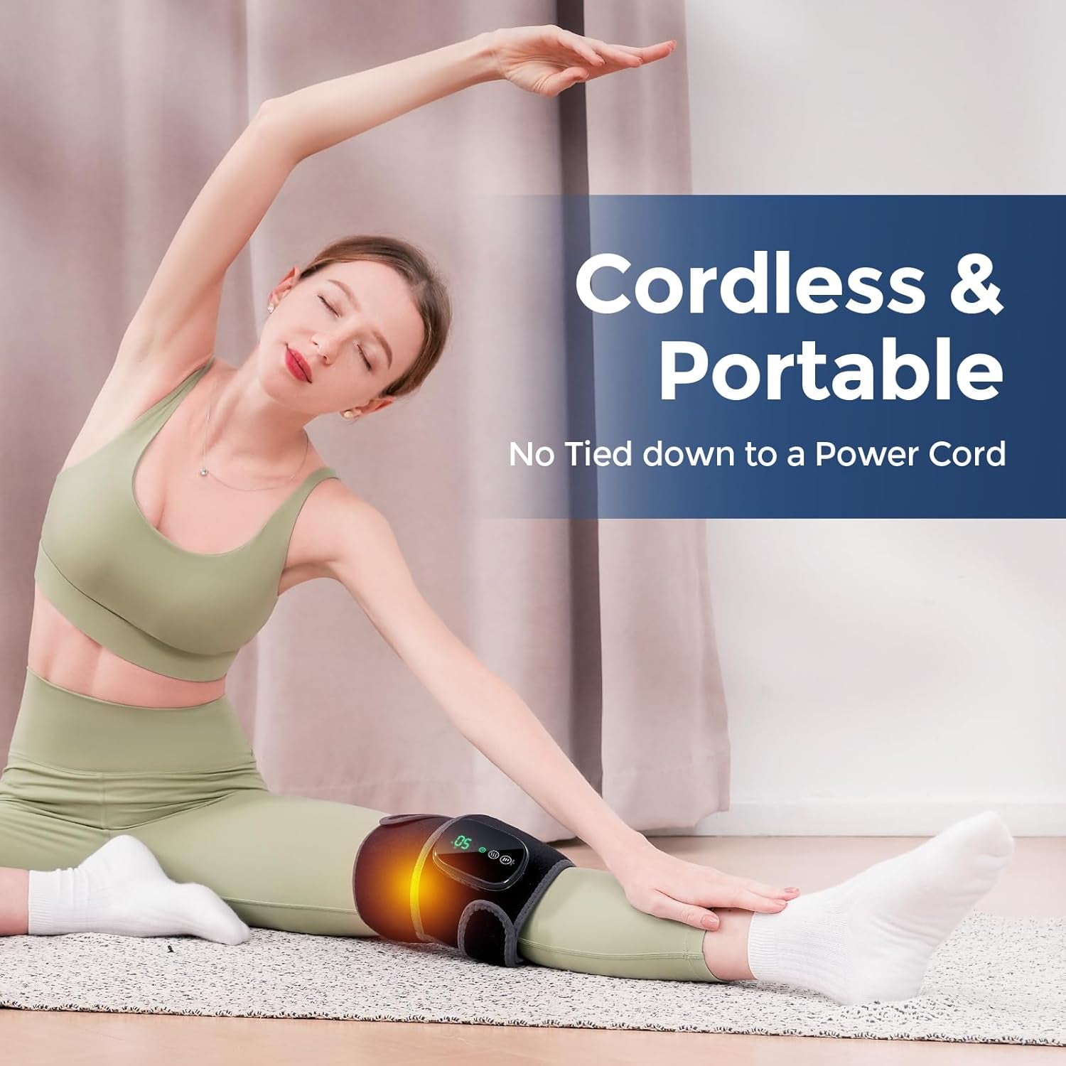 Cordless Heated Knee Massager, 3-In-1 Knee Heating Pad, Black 1PC | 3 Vibration Mode and 3 Heating Levels, Auto-Off Timer, Electric Knee Brace for Knee Shoulder Elbow, Ideal Gifts for Men Women