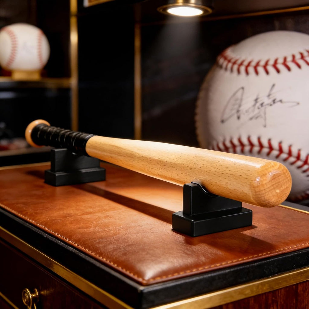 Baseball Bat Display Stand, Black Desktop Horizontal Holder | Stable Desktop Display Design | No Wall Installation Required | Showcases Baseball Bats in Homes, Offices or Display Areas