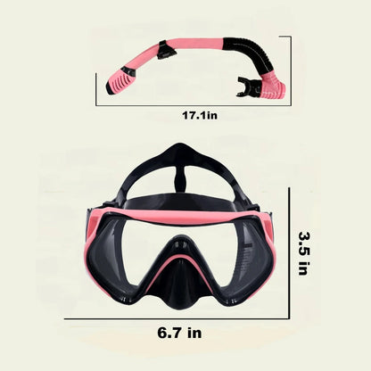 Diving Snorkeling Mask Set for Kids Swimming Mask Child Free Diving Snorkel Mask Anti-Fog Swim Goggles with Nose Cover Big Frame