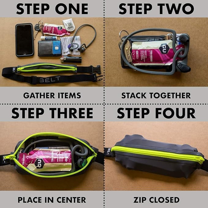Running Belt Original Monochromatic, Women Men, Phone Holder for Running, Running Fanny Pack, Holder for Phone, Running Waist Pack, Adjustable Waist, [Fits All Phones]. White W/White Zipper