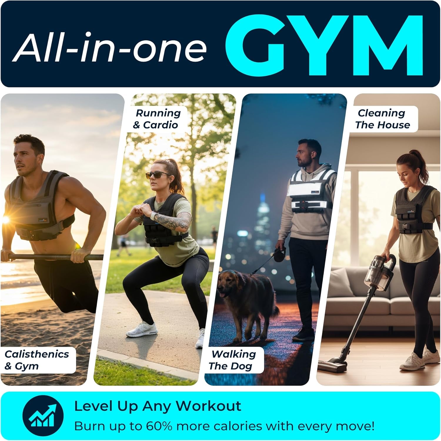 Weighted Vest Adjustable for Men and Women – Workout Weight Training Vest for Fitness, Running, Strength, Exercise & Cross Training