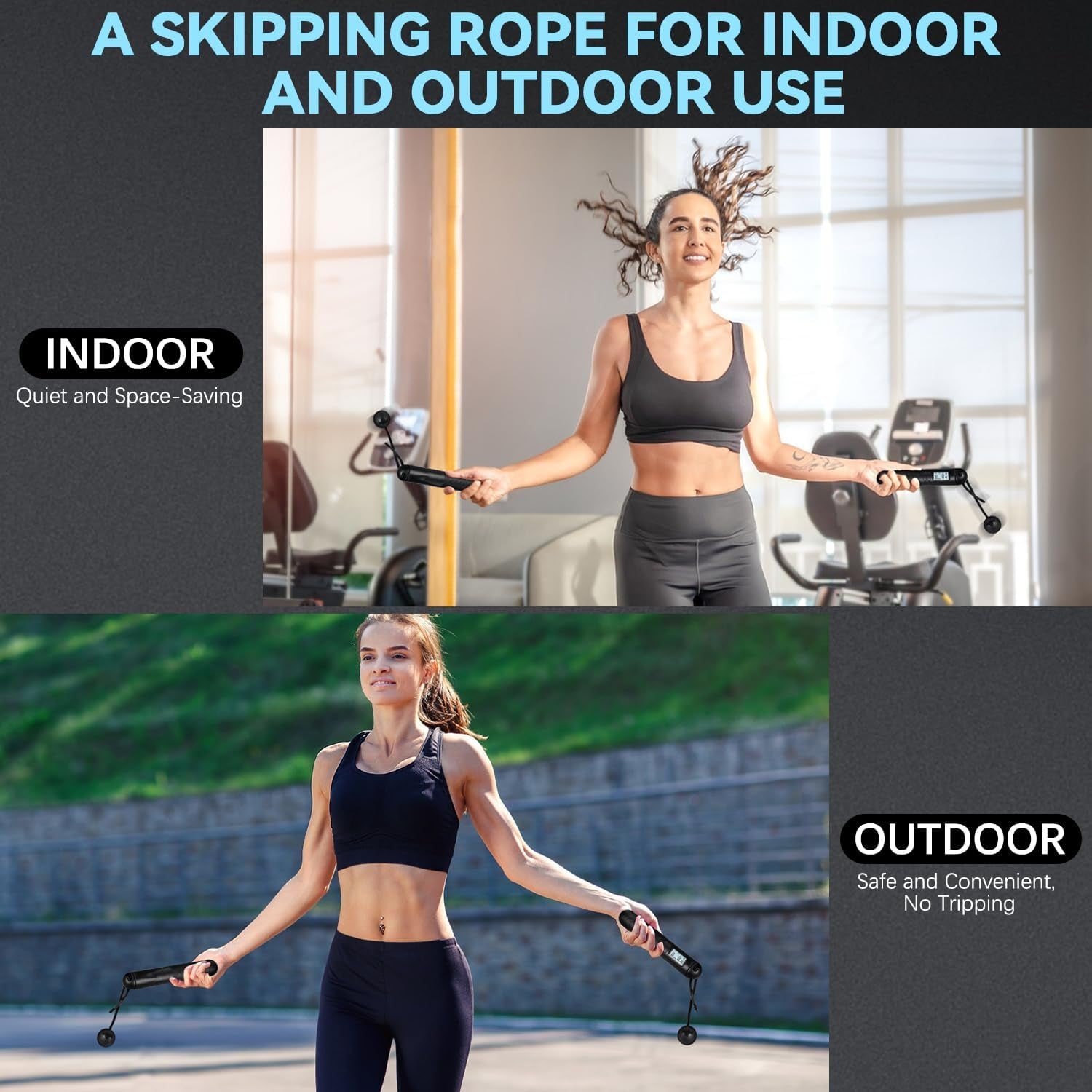 Skipping Rope with Counter, Cordless Jump Rope, Adjustable Digital Counting Jump Ropes, Gravity Ball Skipping, Weighted Jump Rope with Counter for Lose Weight, Burn Calories