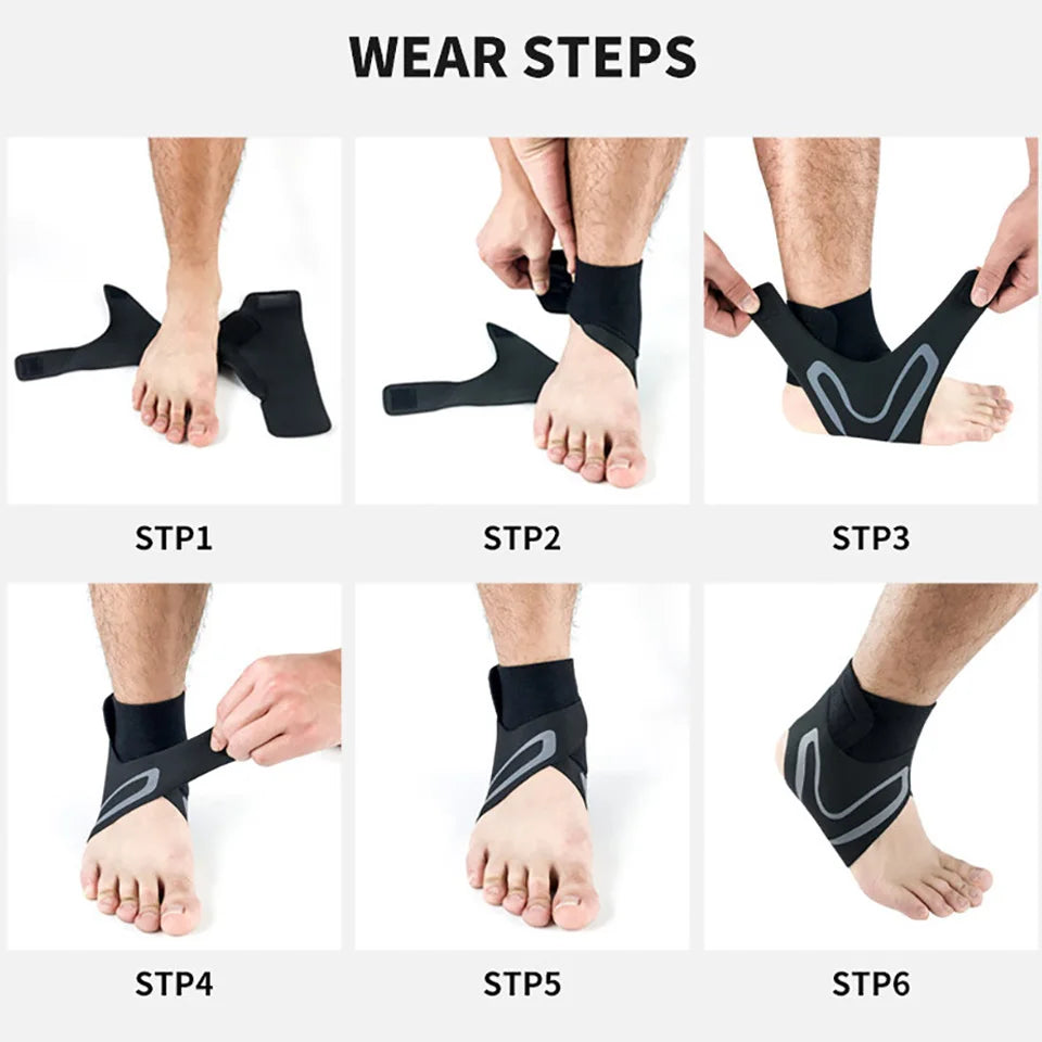 Sports Compression Ankle Support Brace Adjustable Elastic Pain Relief Strap Foot Sprain Breathable Fitness Safety Protector