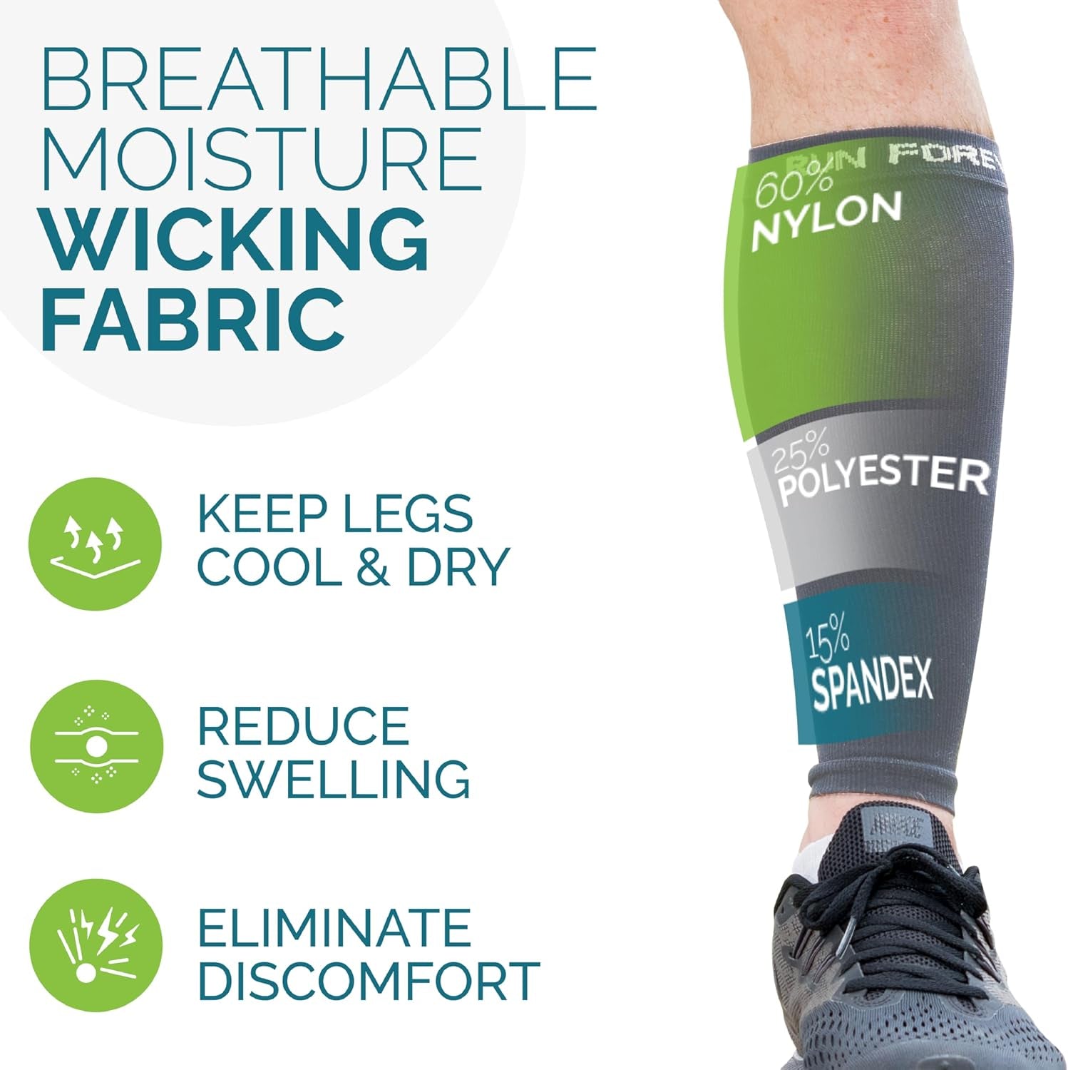 Calf Compression Sleeve for Men & Women, 20-30Mmhg Compression | Leg Sleeve for Shin Splints, Varicose Veins, Swelling & Pain Relief | Footless Socks for Running, Cycling & Travel