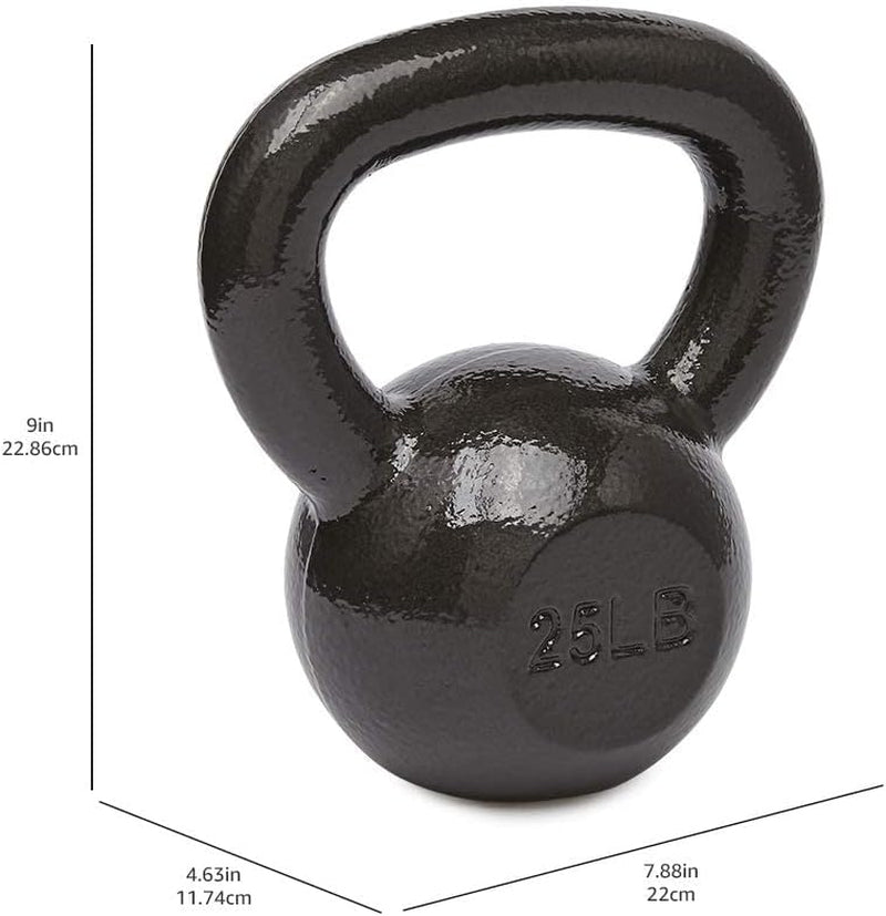Cast Iron Kettlebell for Strength Training, Textured Wide Handle, Black