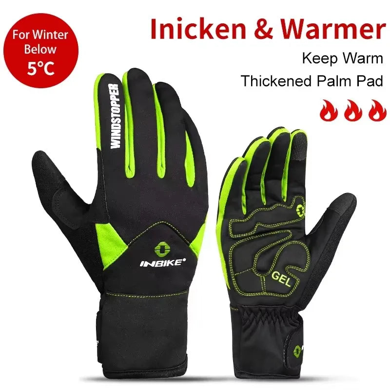 Touch Screen Cycling Gloves Winter Thermal Warm Windproof Full Finger Waterproof Bicycle Road Bike Gloves for Men Women