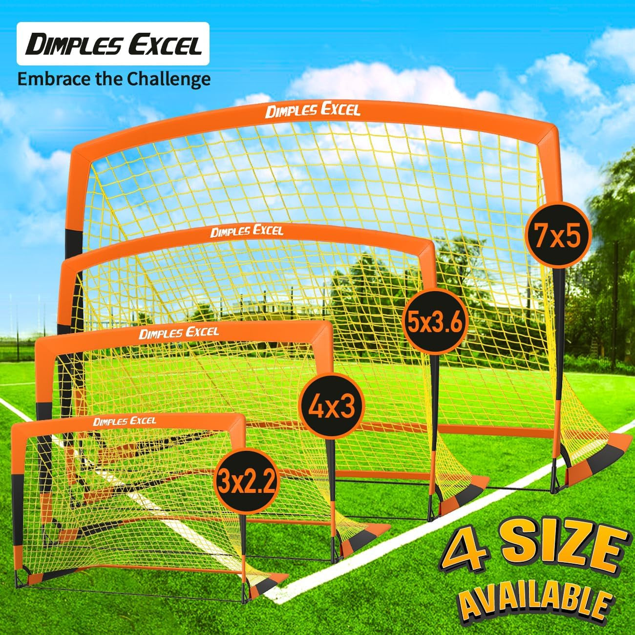 Kids Pop up Soccer Goals, 7X5 & 5X3.6 FT Backyard Gift Set | CPC Certified Safe for Kids Ages 6+, 5-Min Fast Assembly, Perfect Birthday Holiday Gift for Backyard Family Play