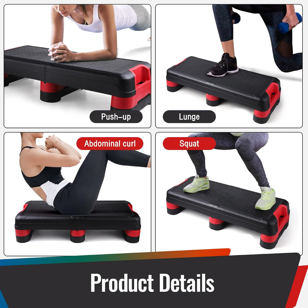 33.5" Foldable Aerobic Step Platform for Home Workout, 3 Heights | Height-Adjustable, Step up Box Exercise Stepper, Space-Saving Cardio Equipment for Complete Fitness, Office Indoor Gym Use
