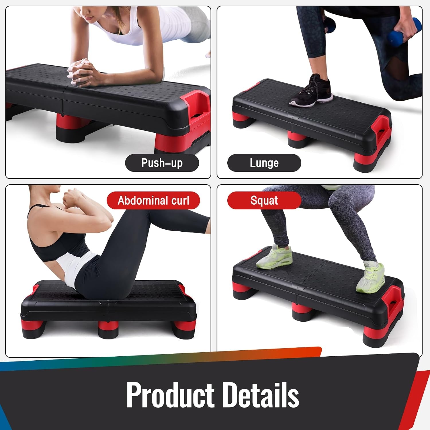 33.5" Foldable Aerobic Step Platform for Home Workout, 3 Heights | Height-Adjustable, Step up Box Exercise Stepper, Space-Saving Cardio Equipment for Complete Fitness, Office Indoor Gym Use