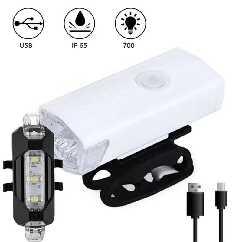MTB Front Rear Bicycle Bike Lights Set Mountain Bike Night Cycling Headlight USB LED Safety Warning Taillight Bike Accessories