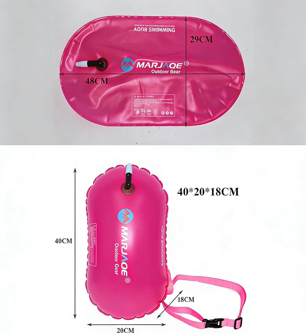 Portable Swim Buoy Float with Adjustable Strap，Float Bag Inflatable Bag for Open Water Swimmer