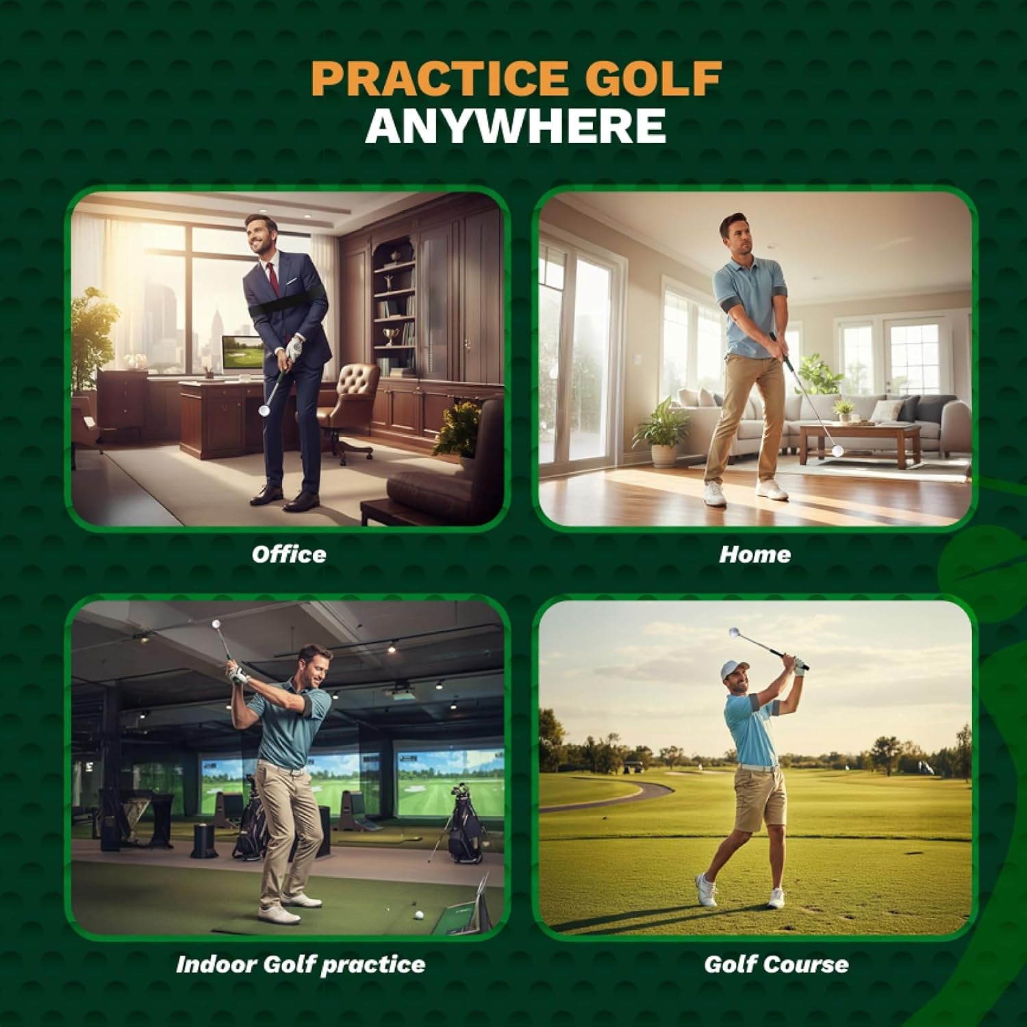 Retractable Golf Swing Trainer Aid with Grip Arm Band for Right -Handed Golfers, Grip Tempo Trainer, Click Feedback, Arm Correction Training Aid for Indoor Outdoor, Golf Practice Stick for Men