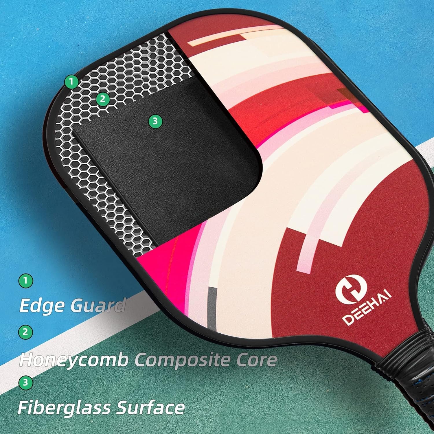 Pickleball Paddles Pickleball Set Pickleball Rackets, Quiet Pickleball Raquette Set of 4 with 1 Portable Pickleball Bag, 4 Pickleball Balls &amp; 4 Grip Tapes, Polypropylene Honeycomb Core