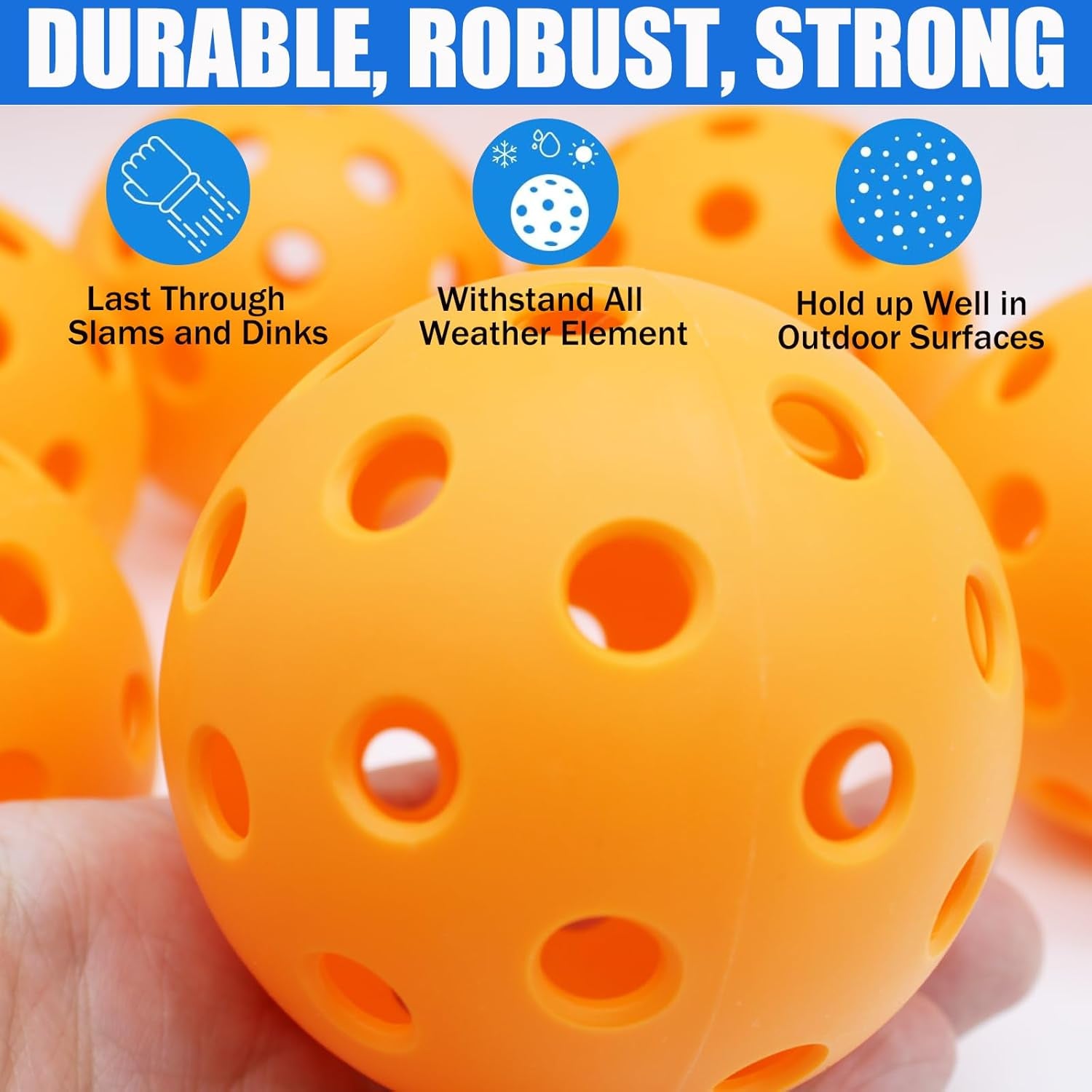 Pickleball Balls, 40 Holes Outdoor Pickleballs, High Elasticity &amp; Durable Pickle