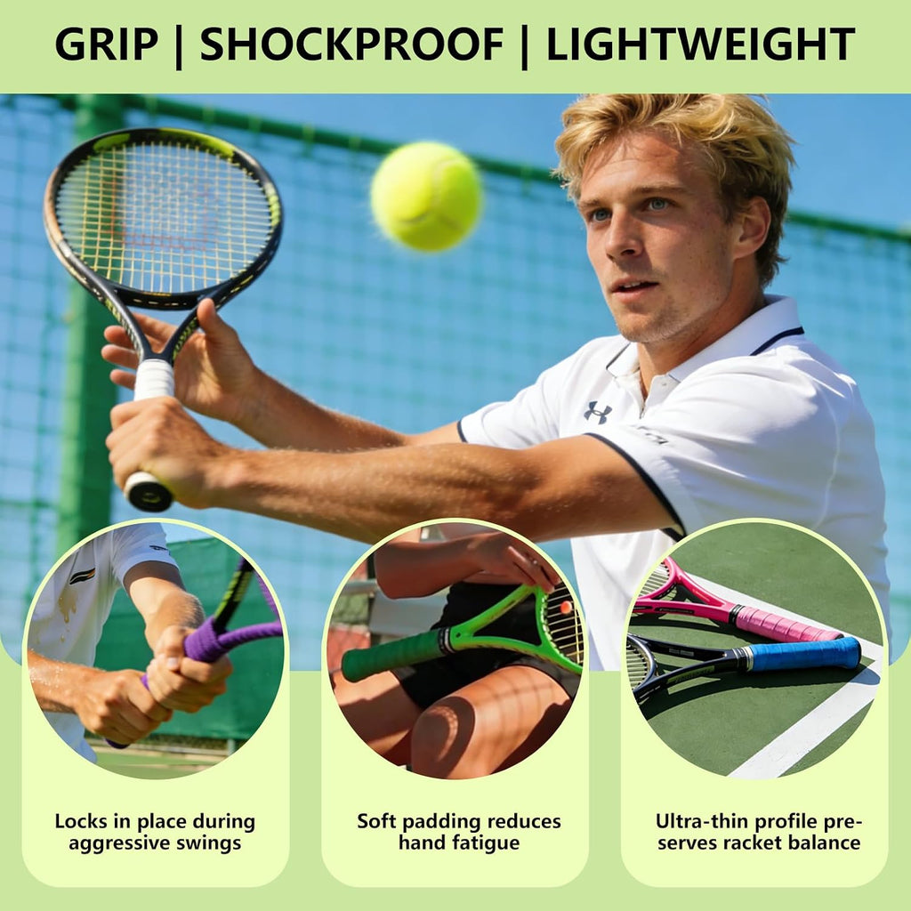 12 PCS Tennis Racket Grip Tape 1 Inch Colorful Tennis Grip Tape | Anti-Slip, Sweat Absorbent, Self Adhesive, Comfortable, for Tennis, Badminton, Squash Rackets, Bike, Hiking Pole, Fishing Rod